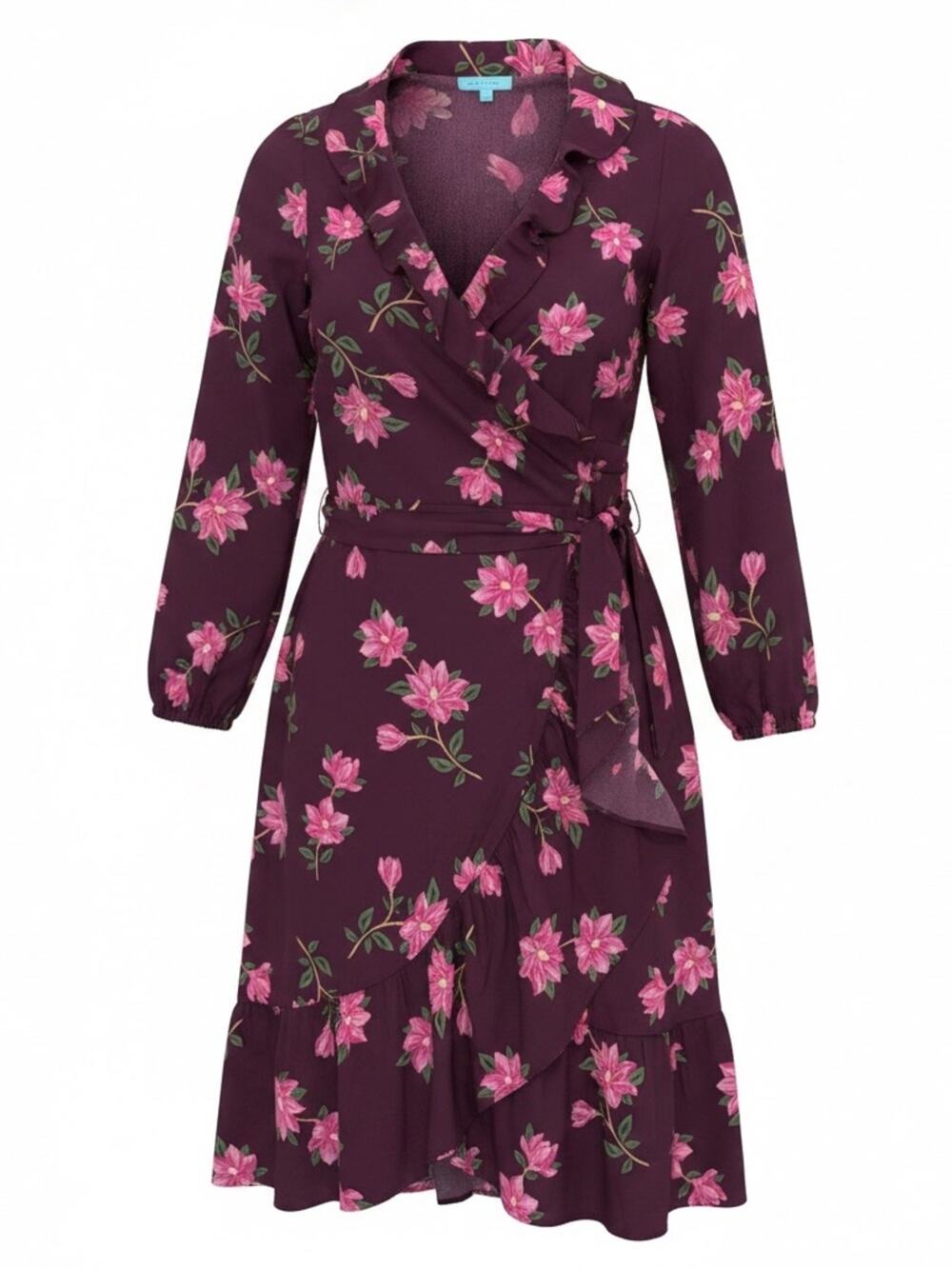 Draper James Floral Wrap Dress in Plum with Pink Blooms Boho Small Classy